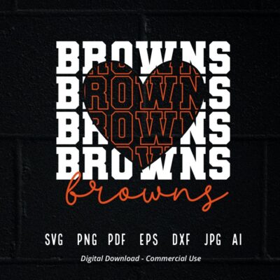 1423 Stacked Browns SVG Browns Mascot svg Browns svg Browns School Team svg Browns Cheer svg School Spirit svg Browns Heart svg