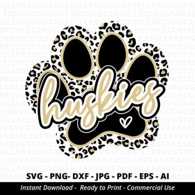 1425 Huskies Paw SVG PNG Huskies svg Leopard Huskies Paw svg Huskies Cheer svg Huskies Mascot svg Huskies Mom svg Football Mama svg Cricut