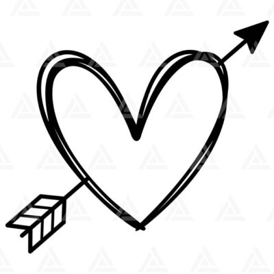 1428 Arrow Heart Svg Love Arrow Svg Arrow Hand Drawn Heart Svg Valentines Day Svg Cut File Cricut Png Pdf Eps Vector Decal Sticker