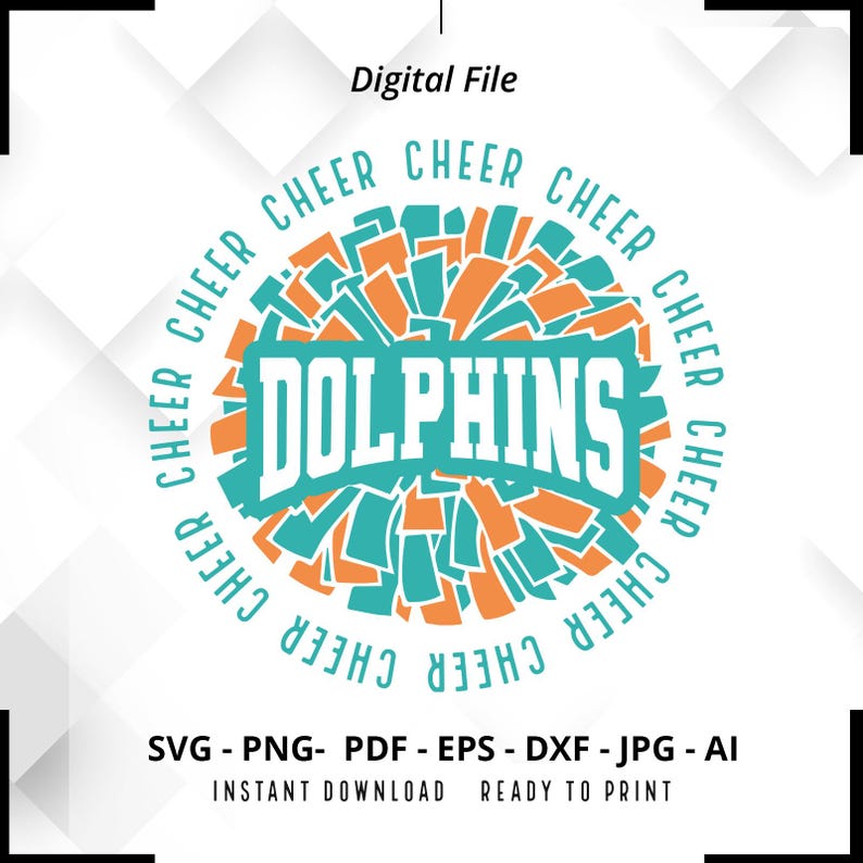 1483 Dolphins Cheer SVG PNG Dolphins svg Dolphins Pom Pom svg Dolphins Cheerleader svg Dolphins Mascot svg Dolphins Pride svg Cut File