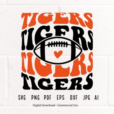 1503 Tigers Football SVG PNG Tigers Mascot svg Tigers svg Tigers School Team svg Tigers Cheer svg Stacked Tigers svg School Spirit svg