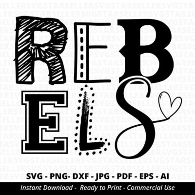 1504 Rebels SVG Rebels Football svg Rebels Heart svg Football Mascot Heart svg Rebels Mascot svg Rebels Cheer Game day svg Cricut svg Silhouette