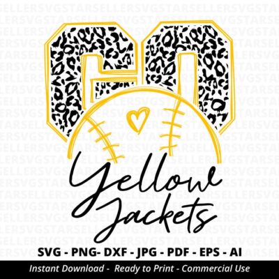 1512 Go Yellow Jackets Baseball SVG Yellow Jackets svg Leopard Yellow Jackets svg Yellow Jackets Mascot Yellow Jackets Cheer Cricut Silhouette