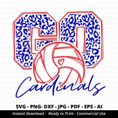 1541 Go Cardinals Volleyball svg Leopard Cardinals svg Volleyball Mom svg Cardinals svg School Spirit Shirts Cardinals Cheer Cardinals Mom Cricut