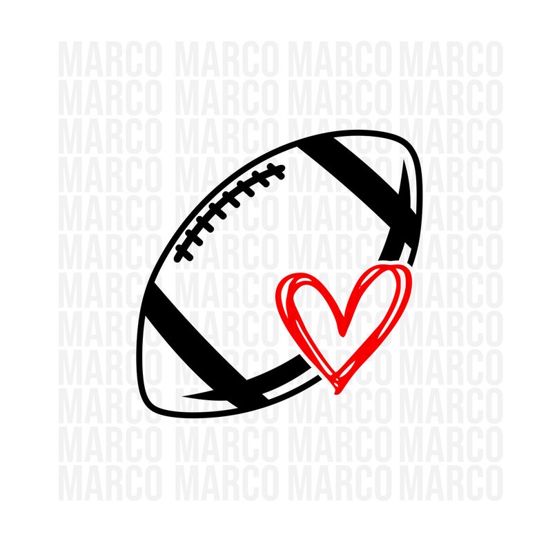 15555 Football with Heart SVG Digital Download Instant Download svg dxf png Cute Heart Svg Football With Heart Svg Dxf Print cut file