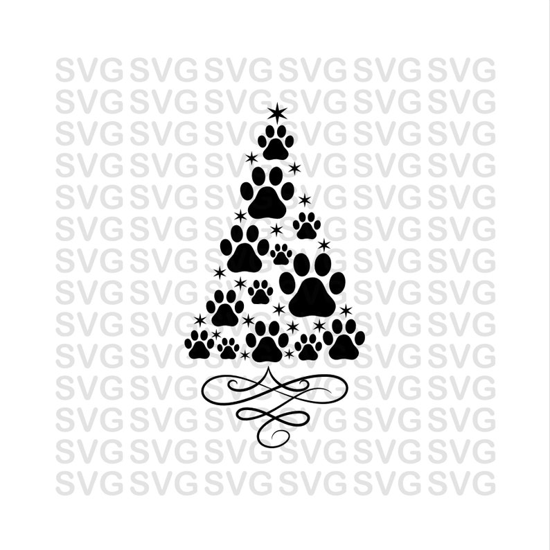 15631 Paws Tree PNG Paw Print Svg Christmas Tree Christmas Cat Paws Tree Design Animal Paws Christmas Tree Paw tree svg digital file print