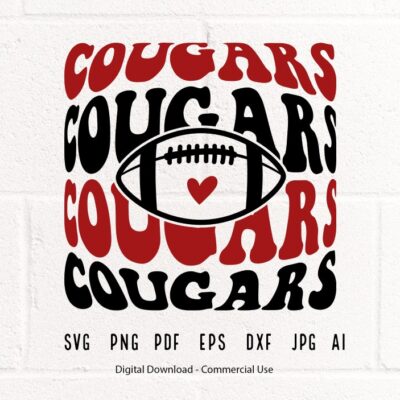 1611 Cougars Football SVG PNG Cougars Mascot svg Cougars svg Cougars School Team svg Cougars Cheer svg Stacked Cougars School Spirit