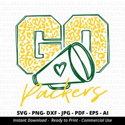 1611 Go Packers svg Leopard Cheer Packers SVG Megaphone svg Packers Cheer svg Packers Mascot svg Packers School Team Packers Pride School Spirit