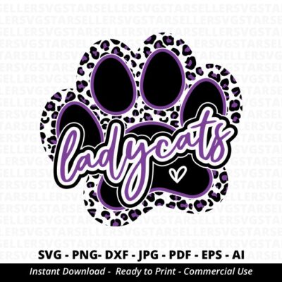 1629 Ladycats Paw SVG PNG Ladycats svg Leopard Ladycats Paw svg Ladycats Cheer svg Ladycats Mascot svg Ladycats Mom svg Football Mama svg Cricut