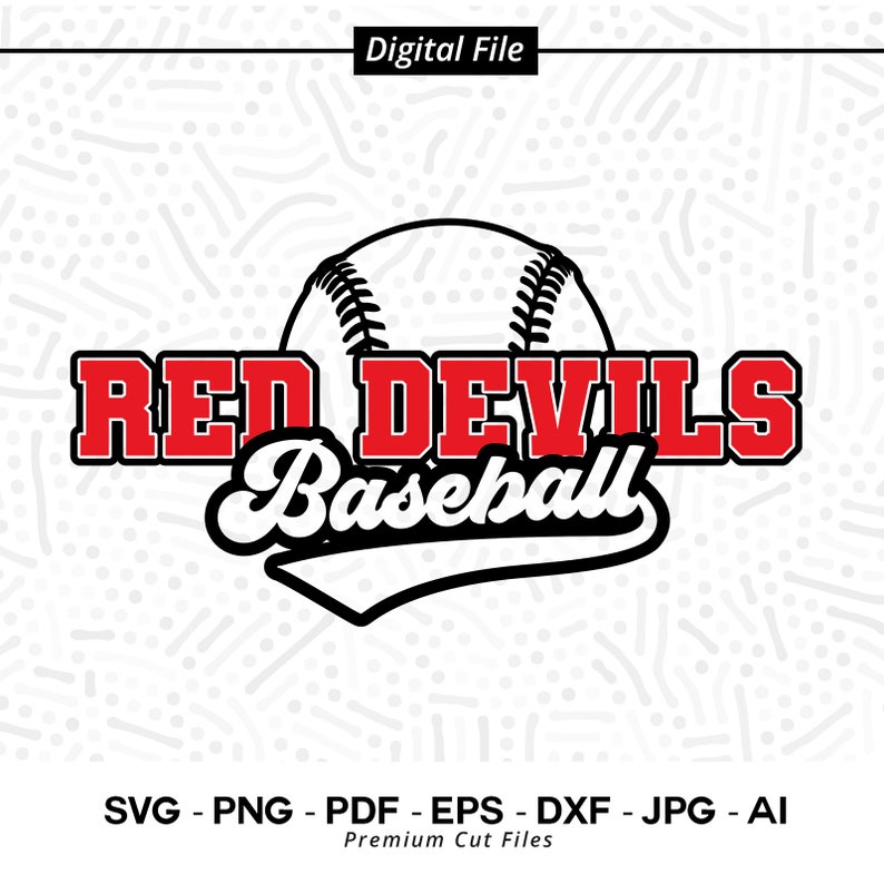 1646 Baseball SVG PNG Red Devil Baseball Red Devil Red Devils Baseball svg Cricut svg Digital Download Sublimation png Baseball Clipart