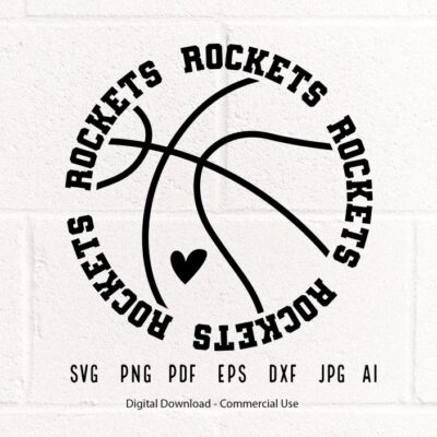 165 Rockets Basketball SVG PNG Rockets Mascot svg Rockets svg Rockets School Team svg Rockets Hoop svg Basketball Hoop svg School Spirit