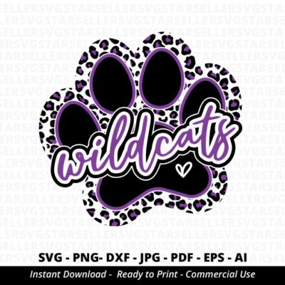 165 Wildcats Paw SVG PNG Wildcats svg Leopard Wildcats Paw svg Wildcats Cheer svg Wildcats Mascot svg Wildcats Mom svg Football Mama svg Cricut