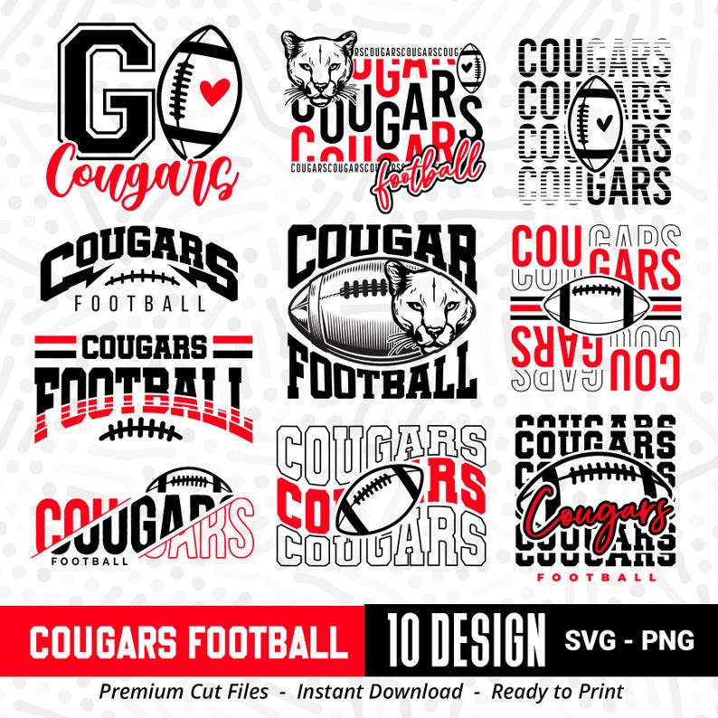 1670 Cougars Football SVG PNG Bundle Cougars Svg Bundle Cougars Shirt Designs Go Cougars Svg Cougars Face Svg Cougars Cheer School Spirit