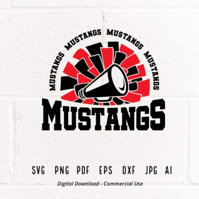 1713 Mustangs Cheer SVG PNG Mustangs Mascot svg Mustangs svg Mustangs Shirt svg School Spirit svg Cheer Megaphone Mustangs Pom pom svg