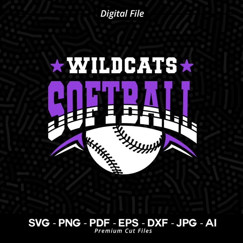 1721 Wildcats Softball Svg Png Wildcats Softball Shirt Design Softball Clipart Team Spirit Svg Softball Cheer Svg Wildcats Vibes Svg