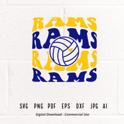 1734 Rams Volleyball SVG PNG Rams Mascot svg Rams svg Rams School Team svg Rams Cheer svg Stacked Rams svg School Spirit svg Rams Girl svg