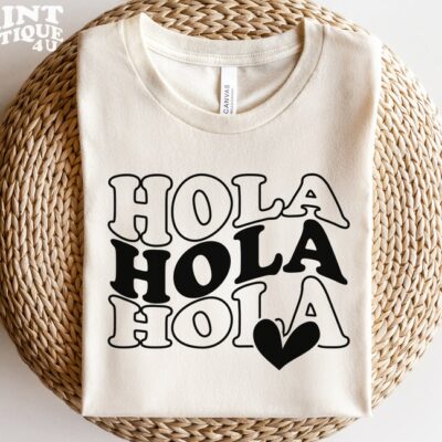 17742 Hola SVG PNG PDF Design for Cricut Crafts Shirts Spanish Greeting Instant Download diy Craft Supplies