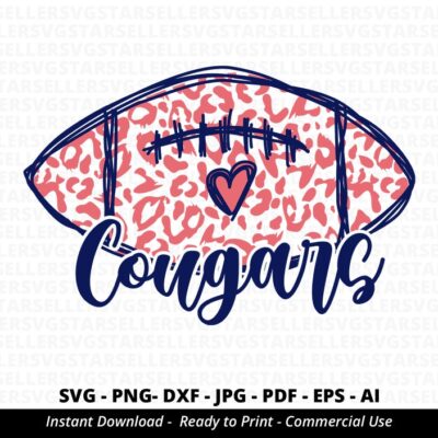 1843 Cougars Football SVG Cougars svg Team Mascot Cougars Heart svg School Team svg Cougars Cheer svg Cougars Mascot svg American Football Cricut