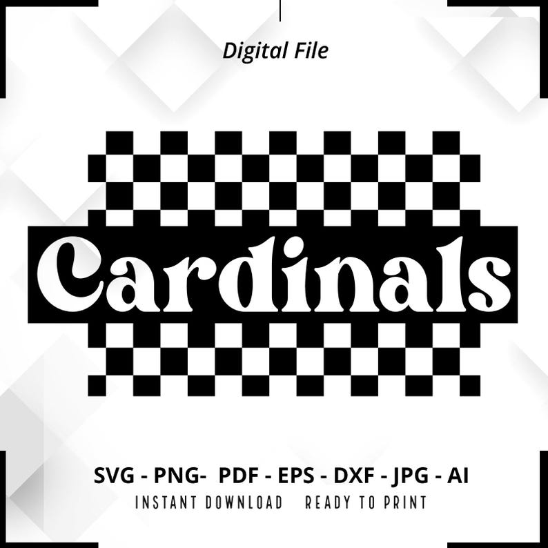 1871 Cardinals Checkered SVG PNG Cardinals svg Cardinals Cheer svg Retro Checkered svg Cardinals Mascot svg Checkered svg Checker Cut File