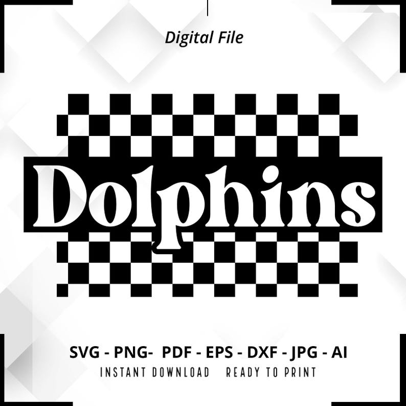 1877 Dolphins Checkered SVG PNG Dolphins svg Dolphins Cheer svg Retro Checkered svg Dolphins Mascot svg Checkered svg Checker svg Cut File