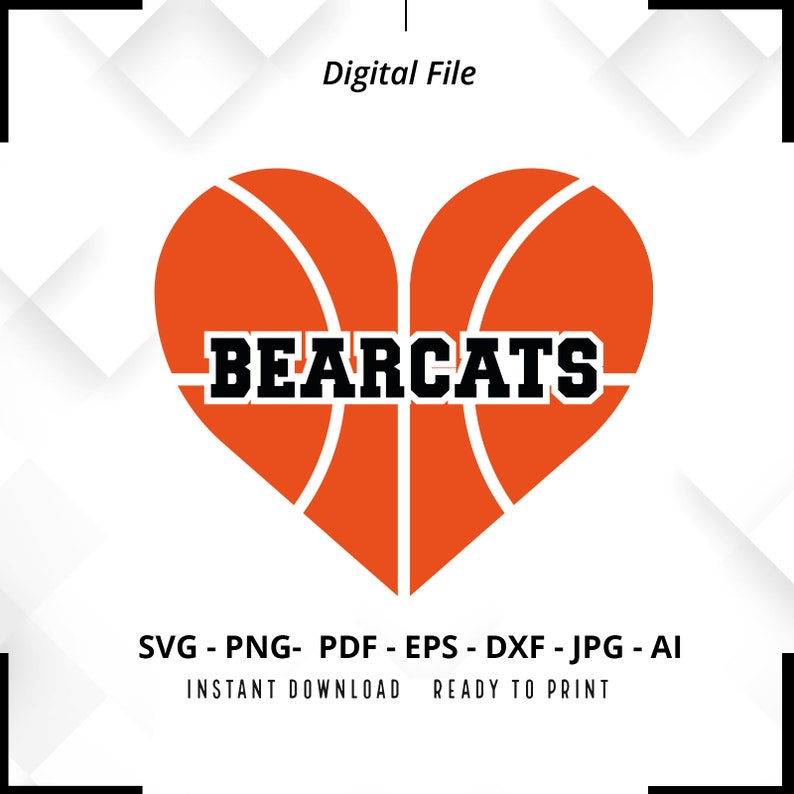 193 Bearcats Basketball Heart SVG PNG Bearcats Basketball svg Basketball svg Bearcats Shirt svg Basketball Heart svg Basketball Shirt svg