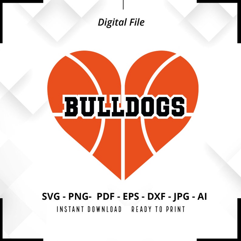 196 Bulldogs Basketball Heart SVG PNG Bulldogs Basketball svg Basketball svg Bulldogs Shirt svg Basketball Heart svg Basketball Shirt svg