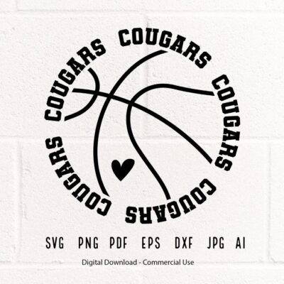 197 Cougars Basketball SVG PNG Cougars Mascot svg Cougars svg Cougars School Team svg Cougars Hoop svg Basketball Hoop svg School Spirit