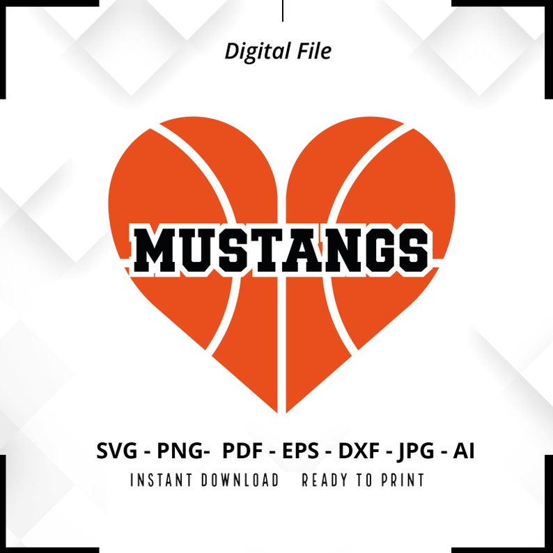 208 Mustangs Basketball Heart SVG PNG Mustangs Basketball svg Basketball svg Mustangs Shirt svg Basketball Heart svg Basketball Shirt svg