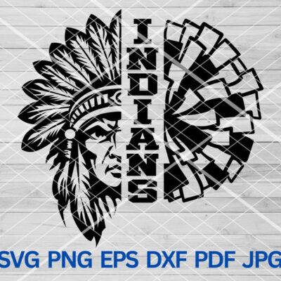 21562 Indians Cheer svg Indian Chief Headdress svg Indians svg Indians mascot svg Indians Cheerleading Indians Pom pom svg Cheer Mom Shirt