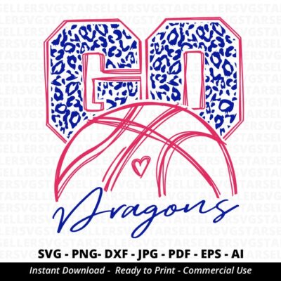 2162 Go Dragons Basketball SVG Dragons svg Go Leopard Dragons svg Dragons Mascot svg Dragons Mom svg Dragons Pride svg School Mascot svg Cricut