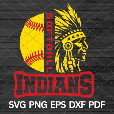 21934 High School Indians Softball svg Indian Chief Headdress SVG Indians svg Indians mascot svg School Pride svg Indians Cheer Softball svg