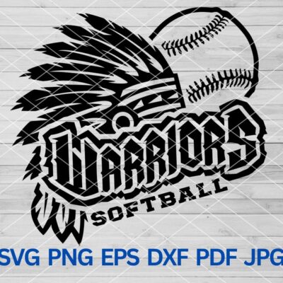 21985 High School Warriors Softball svg Indian Chief Headdress SVG Warriors svg Indian svg Warriors mascot svg Warriors School Pride svg