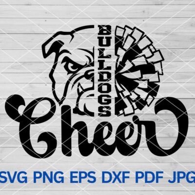 22033 Bulldogs Cheer svg Cut file for Cricut Bulldogs School spirit Bulldogs Mascot svg Pom Pom svg Bulldogs Pride Bulldogs Cheer Mom svg