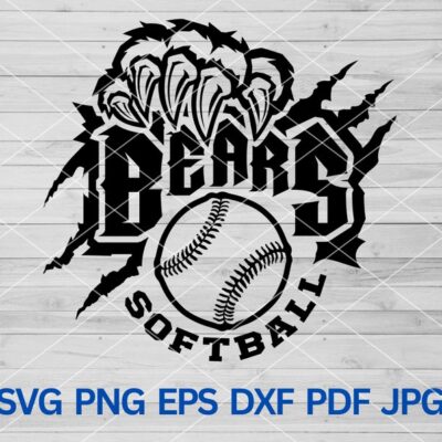 22090 High School Bears Softball svg Bear svg Bears svg Bears Pride Softball mom svg Bears School Spirit Bears Mascot svg Bears Cheer svg