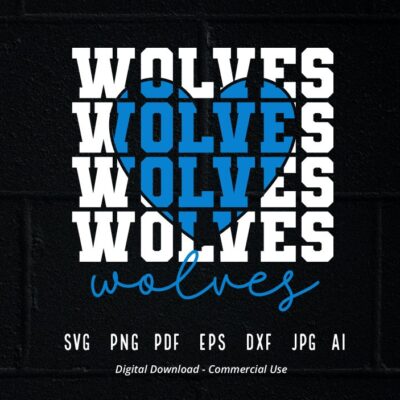 2223 Stacked Wolves SVG Wolves Mascot svg Wolves svg Wolves School Team svg Wolves Cheer svg School Spirit svg Wolves Heart svg