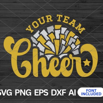 22267 Cheer svg Cheer Team svg Cut File Cheerleading svg Png Dxf Eps Ai Custom Cheerleader svg Pom Pom svg Cheer Team Template svg Cricut