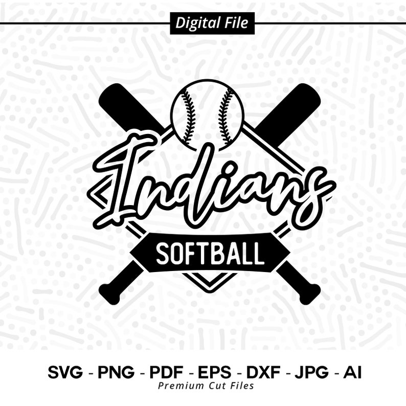 2231 Softball SVG PNG Indian Softball Indian Indians Softball svg Indian Baseball Cricut svg Digital Download Sublimation png Cut file