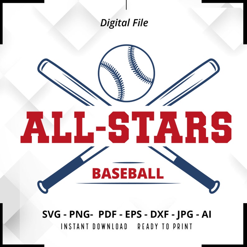 2237 All Star SVG PNG All Star svg Baseball svg Baseball AllStar All Stars All Stars All Stars Baseball Baseball Shirt svg Cut File