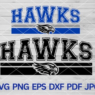 22392 Hawk SVG Hawks svg Hawks mascot svg Hawks Football Basketball Volleyball Hawks Cut Files Cricut Hawks School Spirit Team sports svg