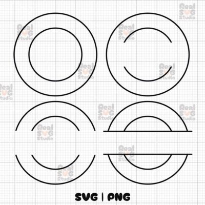 22531 Double Circle Split Nameframe Bundle SVG PNG Digital Download Circle Bundle Circle Png Double Circle Frame Cut File Cricut