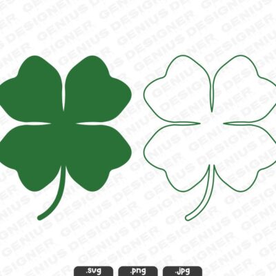 22671 Four Leaf Clover SVG PNG 4 Leaf Clover Svg Shamrock Outline Svg Irish Clover Svg St Patricks Day Svg Lucky Svg Cut File Download