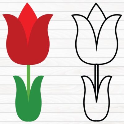 22795 Red Tulip SVG File Download Spring Flower Svg Plant Digital Download Tulip Clipart Svg Png Dxf Eps Ai