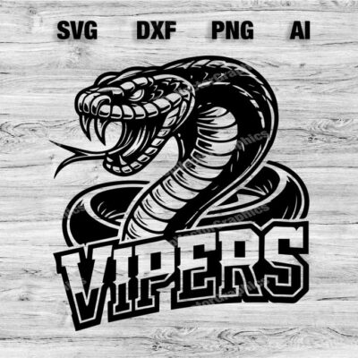 23053 Vipers Sport Team Logo SVG PNG Dxf Ai File Baseball Basketball Football Soccer Wolf Design Cameo Cricut Instant Download