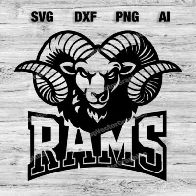 23057 Rams Sport Team Logo SVG PNG Dxf Ai File Baseball Basketball Football Soccer Design Cameo Cricut Instant Download