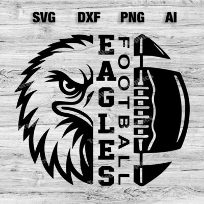 23069 Eagles Football Sport SVG PNG Dxf Ai File Eagles Football Design Eagles T Shirt Design School SVG Cameo Cricut Instant Download