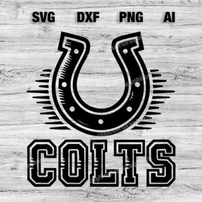 23077 Colts School Sport Team Logo SVG PNG PDF Ai Dxf File Baseball Basketball Football Soccer Design Cameo Cricut Instant Download