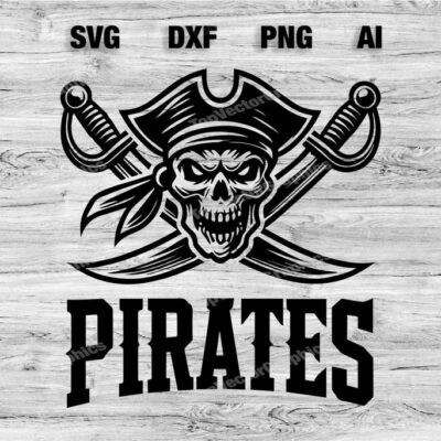 23085 Pirates Sport Team Logo SVG PNG Dxf Ai File Baseball Basketball Football Soccer Design Cameo Cricut Instant Download