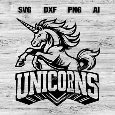 23105 Unicorns Sport Team Logo SVG PNG Dxf Ai File Baseball Basketball Football Soccer Design Cameo Cricut Instant Download