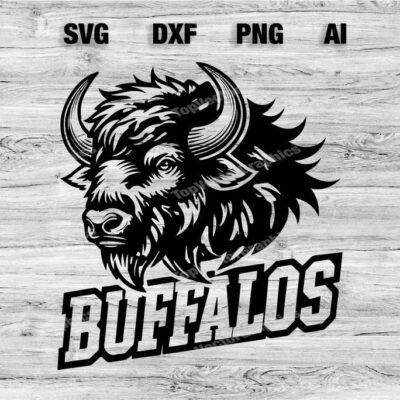 23125 Buffalos Sport Team Logo SVG PNG Dxf Ai File Baseball Basketball Football Soccer Design Cameo Cricut Instant Download