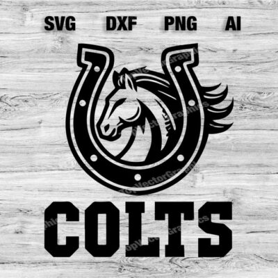 23133 Colts School Sport Team Logo SVG PNG PDF Ai Dxf File Baseball Basketball Football Soccer Design Cameo Cricut Instant Download